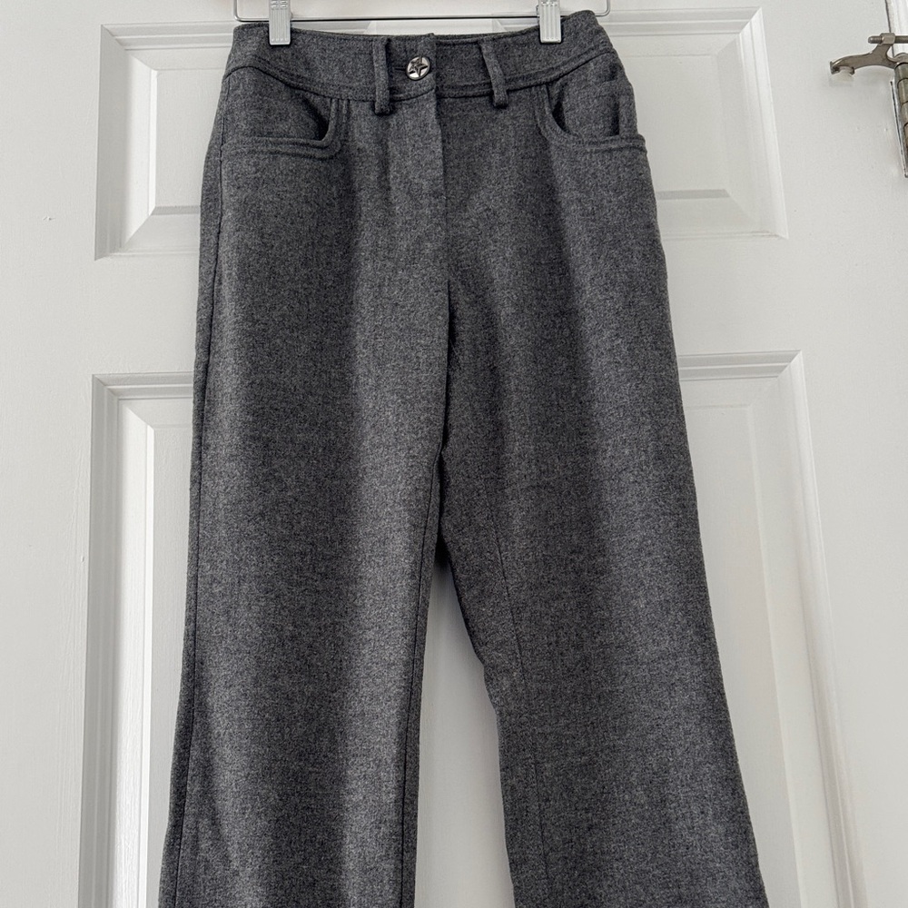 Vintage CHANEL 100% Wool Gray Straight Leg Pants